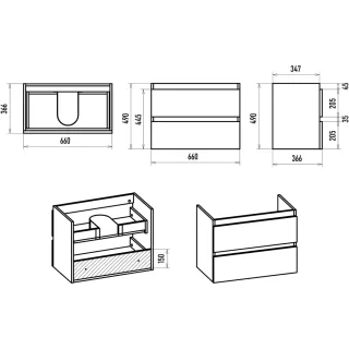Подвесная тумба под раковину Brevita Victory 66 VIC-07070-0302Я серый